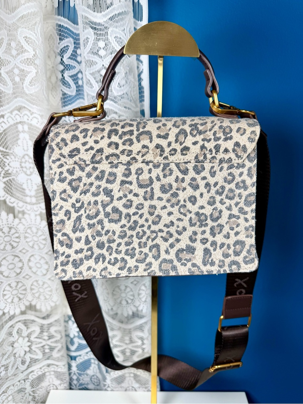 Betsy Johnson Leopard Print Crossbody Satchel 6 in H x 8 in L - Picture 4 of 8